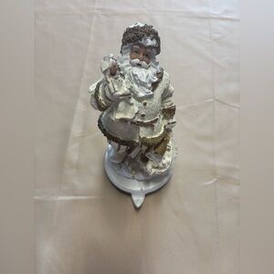 Gold and White/Ivory Santa‎ Figurine Christmas Decor